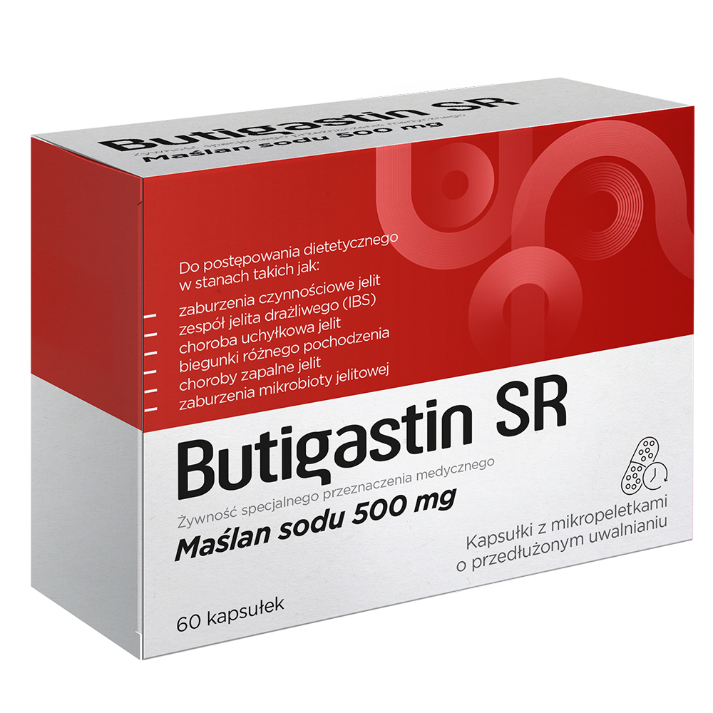 Butigastin SR, 500 mg maślanu sodu, 60 kapsułek